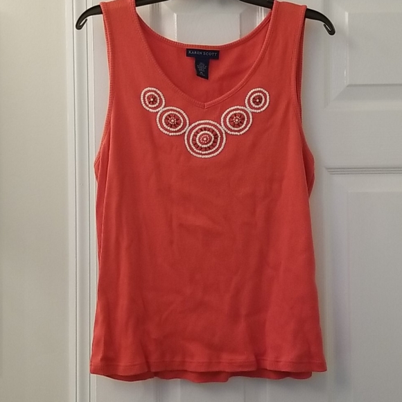 Karen Scott Tops - 🌞 Beaded tank! XL EUC 😎